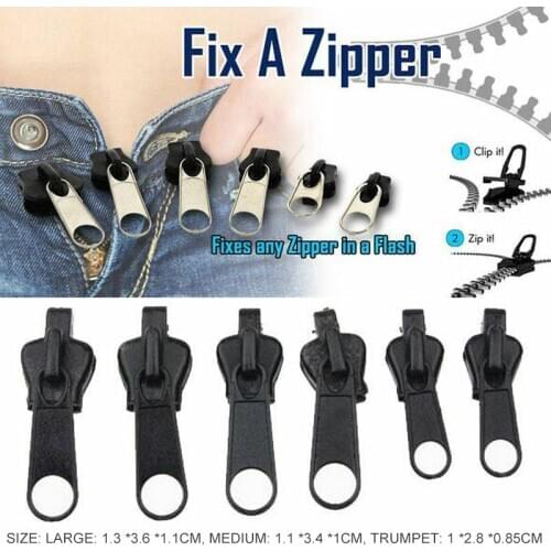 6pcs Replacement Slider Zipper Puller Head Universal Multifunction Instant Zipper Repair Kit Sewing Accessories