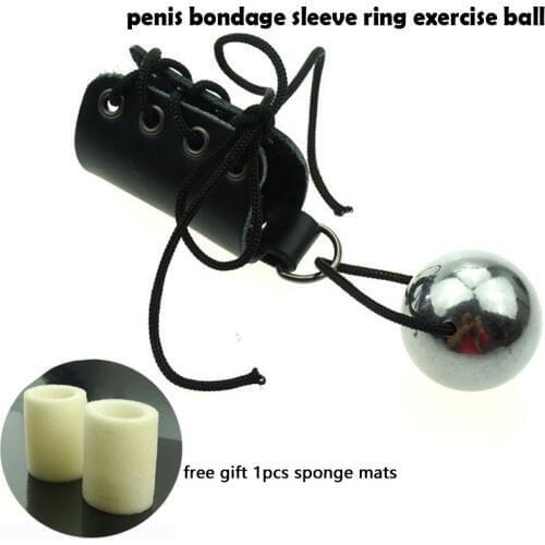 Penis Exercise Physical Stretch Weight Ball Penis Bondage Sleeve Cock Ring Adult Sex Toys For Men Metal Training Balls Pendant