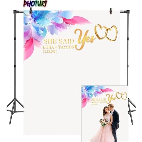 PHOTURT Pink Blue Flower Photography Backdrop Wedding Bridal Shower Background 4 Choices Ring Vinyl Photo Studios Decorate Props