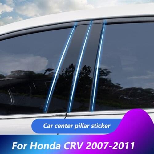 High Quality 6 PCS Set Door Trim Piano Cover Kit Black Pillar Posts For Honda CRV 07-11 Durable And Practical