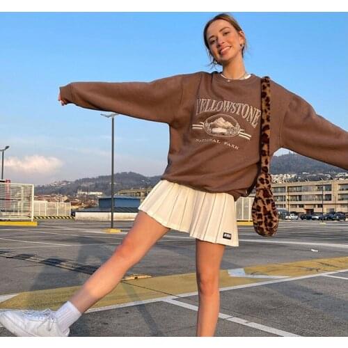 2021 Autumn And Winter Womans Crewneck Hoodies Pullovers Printing Oversize Female Loose Korean Style inverno moda feminina