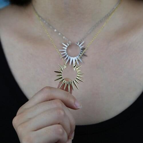 2 Colors 2021 Summer New Styles Round Spike Maxi Pendant Necklaces For Women Punk Charm Party Jewelry For Women Wedding Gift