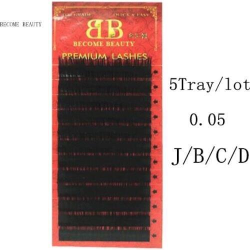 0.05mm J B C D super soft eyelash for eyelash extensions 9mm /10mm/11mm/12mm/13mm 5pcs/lot