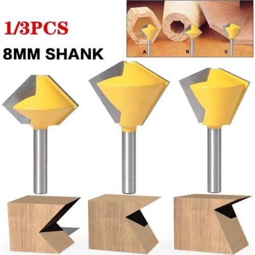 1-3pcs/set 8mm Shank Multi Sided 6/8/12 Sided Glue Joint Router Bit Sets Tungsten Carbide Woodworking Tools