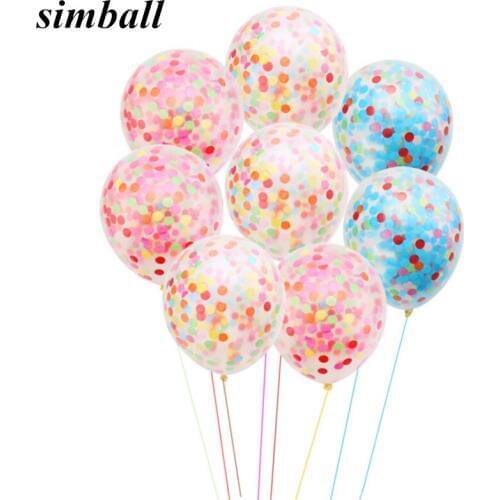 10pcs 12inch Confetti Balloon Romantic Inflatable Wedding Decoration Ballon Clear Latex Confetti Balloon Birthday Party Supplies