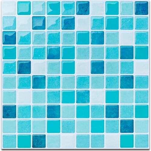 10pcs/ pack) Blue Modern 3d kitchen wall tile stickers wallpaper stick and peel backsplash kitchen tile