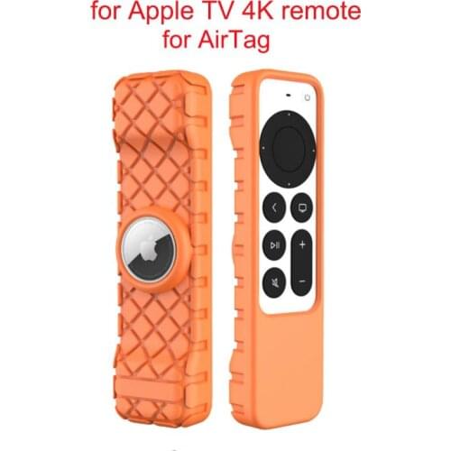2 In 1 Anti-Lost Protective Case For Apple 4K HD TV Siri Remote Anti-Slip Durable Silicon Shockproof Cover For AirTag Applicable