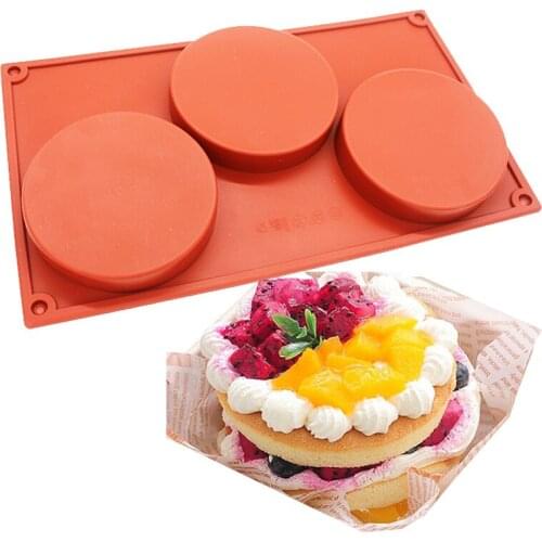 3-Cavity Large Round Disc Candy Silicone Mold Shallow Cylinder Cake Mould Silicone Classic Collection Moulds Shapes