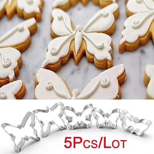 5Pcs/Set Alloy Mold Butterfly Shaped Sugarcraft Buscuit Tools Cookie Cake Pastry Baking Cutter Mould Tool