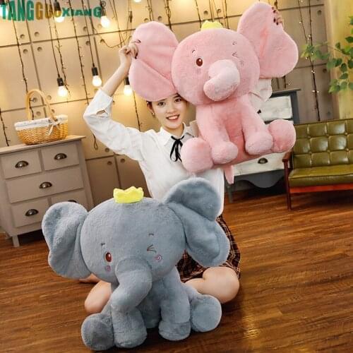 60cm Infant Plush Elephant Soft Appease Crown Elephant Playmate Calm Doll Baby Toy Elephant Pillow Plush Toys Stuffed Doll
