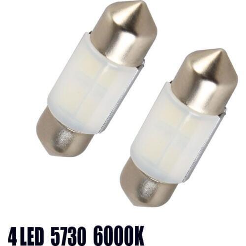 6000K T11X31 LED Chip License Plate Lights Door Dome Light Auto Lamp Double Tip LED Cars Bulbs 4SMD Brightest White 12V LED