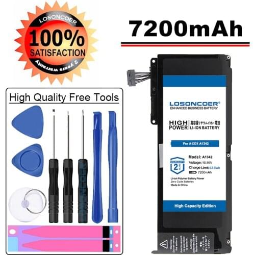 7200mAh A1331 Laptop Battery For Apple MacBook 13.3" A1331 A1342 Unibody MC207LL/A MC516LL/A (Late 2009 Mid 2010) fits 020-6582
