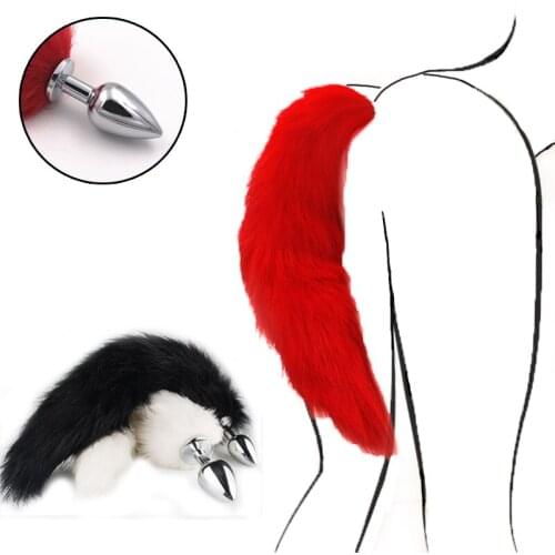 Tail Anal Plug Stainless Steel Fox Tail Prostate Massager Butt Anal Plug Insert Stopper BDSM Sexual Animal Tail for Women Men