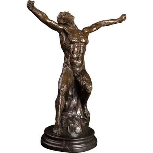 ArtsHom DS-529 Modern Abstract Famous Art Bronze Sculpture muscle Man Body Statue Anger Figure Art-Studio Decoration