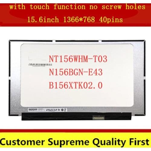 Free shipping lcd screen display panel B156XTK02.0 fit N156BGN-E43 NT156WHM-T03 EDP 40pin touch screen replacement 1366x768