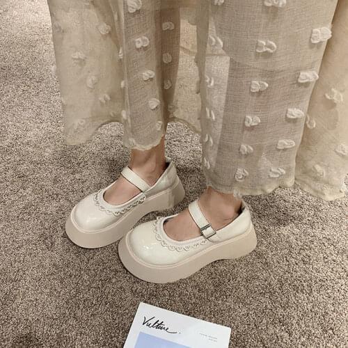 Woman Platform Shoes Patent Leather Spring Autumn Women Mary Janes Shoes Lolita Girls Flats Round Toe Ladies Black Sandals