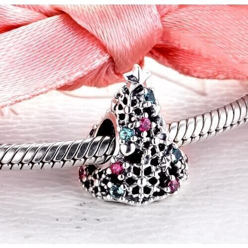 CKK Winter Fit Pandora Bracelets Glitter Christmas Tree Charms Silver 925 Original Beads for Jewelry Making Sterling DIY