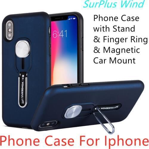 For iPhone 11 12 Hard Phone Case With Finger Ring Phone Stand Magnetic Car Mount Phone Case for Iphone 6 7 8 7Plus IphoneXR