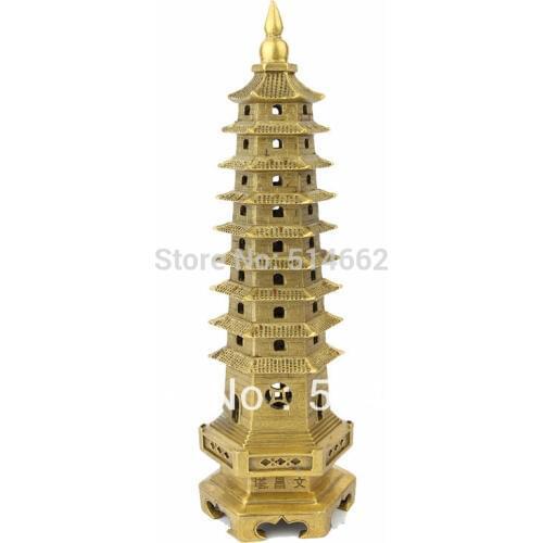 Feng Shui Brass Wen Chang Nine Level Pagoda