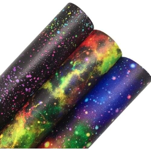 LEOsyntheticoDIY Space Stars Synthetic Faux Vinyl Leather Fabric Sheets Felt Backing Earrings Bows DIY 21X29CM R200A