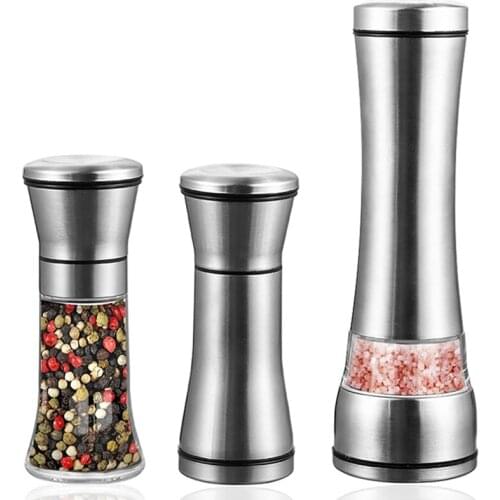 Stainless Steel Manual Salt and Pepper Grinder,Spice Mills Hand Movement Pepper Mill with Ceramic Grinding Cord BBQ Accessary
