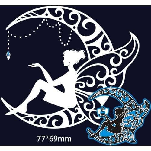 77*69mm fairy on the moon new Metal Cutting Dies Scrapbooking DIY Album Paper Card Craft Embossing stencil Dies
