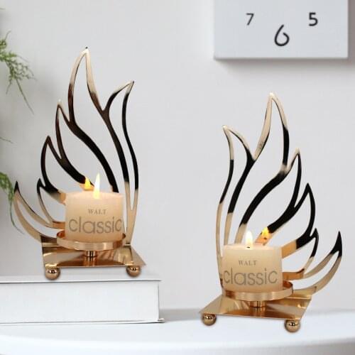 Metal wing candlestick light luxury candlestick retro candlestick furnishings home decor wedding decoration candle holders
