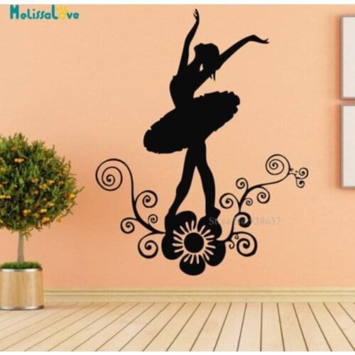 Ballet Sticker Ballerina Dance In Flower Girls Room Decal Dance practice room Decor Sticker Removable Vinyl Wall Stickers BB307