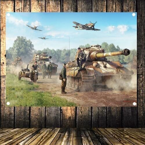 Wall Art Canvas Painting Tapestry Home Decor WW2 Weapons Old Photos Wehrmacht King Tiger Tank Military Poster Flag Banner B3