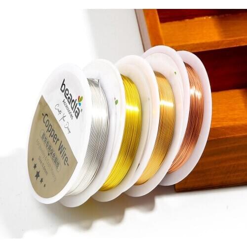 No Fade Wire 0.3 0.4 0.5 0.6 0.8 1.0mm 1.5-15Meters/Roll KC Gold/Silver/Copper Beading Wire Jewelry Cord String for Craft Making