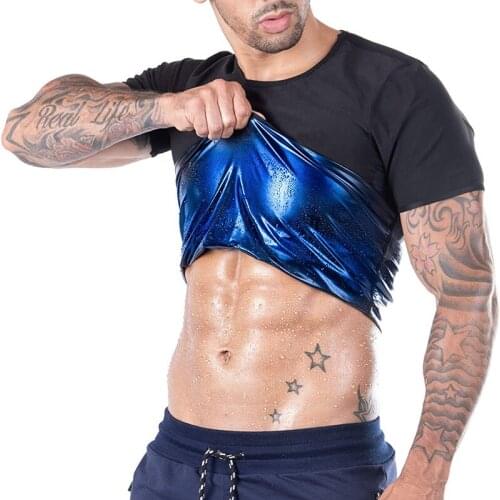 New Sauna Suit Mens Body Shaping Slimming Shirt Waist Trainer Corset Ion Thin Top Exercise Wicking Fitness Body Shaper -40