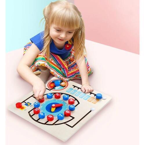 Montessori teaching clock time cognitive board digital maze walking weather calendar clock early education educational toys