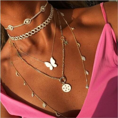 Wholesale fashion Half Enamel Half rainbow 5A cz adjusted slider Cuban Link Chain charm Necklace party jewelry For Women Girls