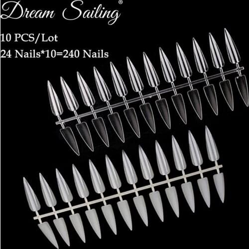 10PCS of False Nail Color Display Pointed Sharp Nail Art Gel Polish Color Shelf Chart Card Varnish Practice Board Manicure Tools