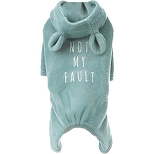 Bulldog Custom-Clothing Blue Soft-Cotton Dog Pajamas, Dog Jumpsuit, Dog Rabbit-Ear Hoodies for French Bulldog/English Bulldog/Am