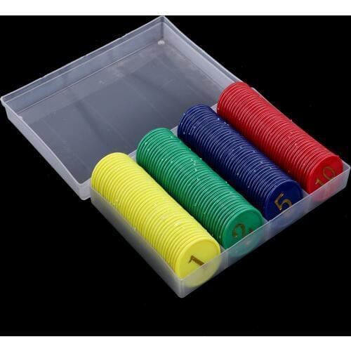 Plastic Coins Chips Value (1, 2, 5, 10) For Poker Mahjong Recreation Game