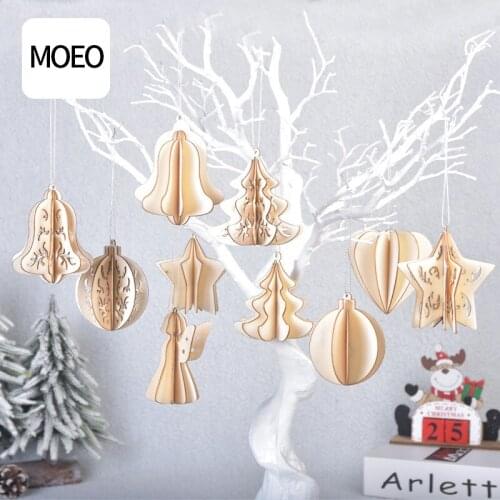 Christmas Tree Pendant Wooden Three-dimensional DIY Hanging Ornament Home Decoration ozdoby swiateczne boze narodzenie