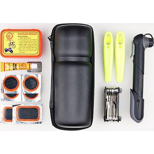 Bike Bicycle Repair Tool Portable Bicycle Tire Repair Kit Inflator Bicycle Piercing Repair Tool Bag Rubber Patch