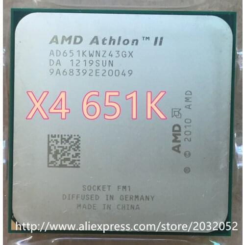 AMD Athlon II X4 651K 4MB/45nm/3.0GHz Quad-Core AD651KWNZ43GX CPU Processor Socket FM1 X4 651 (working 100% Free Shipping)