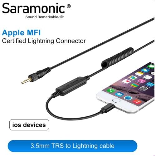 Saramonic LC-C35 Locking 3.5mm Male Connector TRS to Lightning Output Cable for Saramonic Microphones