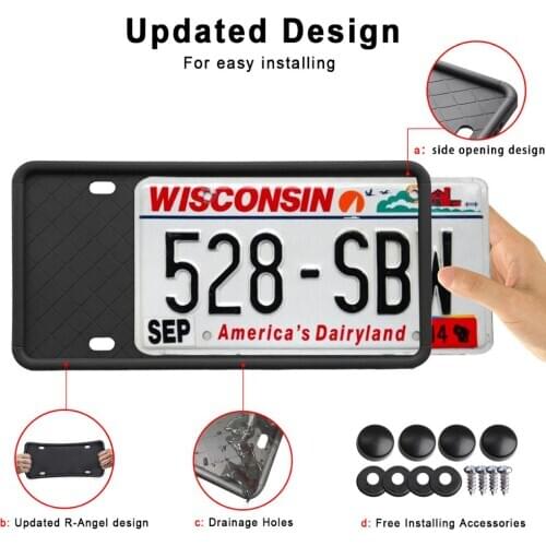 2PCS 31X16cm Silicone License Plate Frame Holder Rust Rattle Weather Proof Rubber Screw