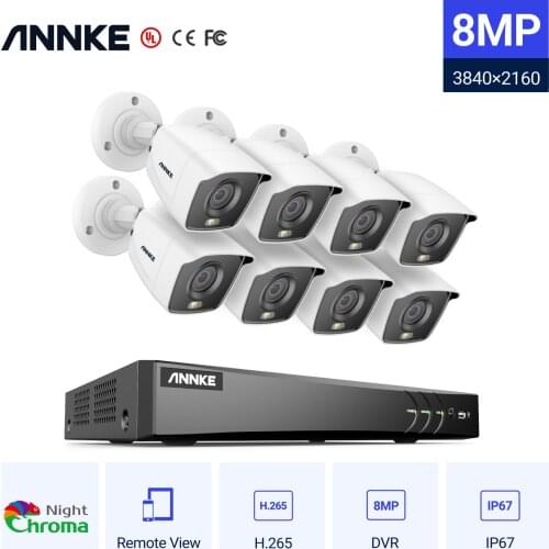 ANNKE 4K Ultra FHD Video Surveillance System 8CH H.265+ DVR Outdoor 4K Security Cameras System Full Color Night CCTV Camera Kits