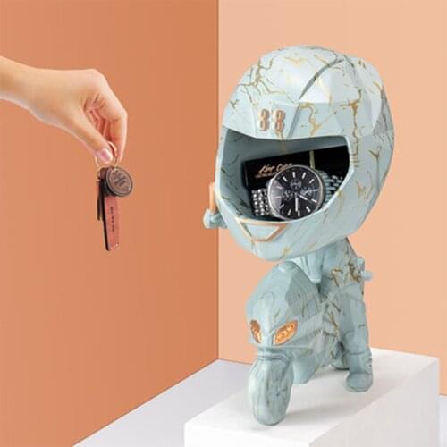 Nordic Creative Motorcycle Rider Storage Resin Statue Decoration Indoor Desk Desktop Locomotive Model Home Accessories Gifts