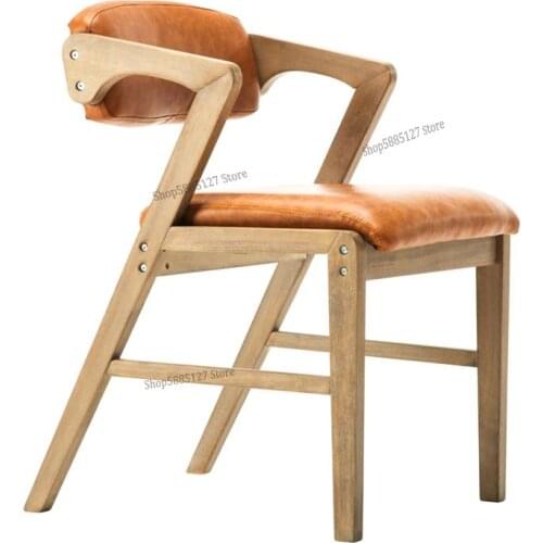 Modern Minimalist Nordic Cafe Retro Dining Chair Solid Wood Chair Backrest Armrest Dining Chair Home Computer Chair Office Chair