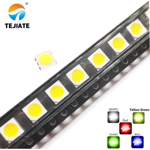 100pcs 5050 White/warm white/Blue/Green/RED/YELLOW SMD/SMT LED PLCC-6 5050 smd led 60MA 10-18LM 0.2W