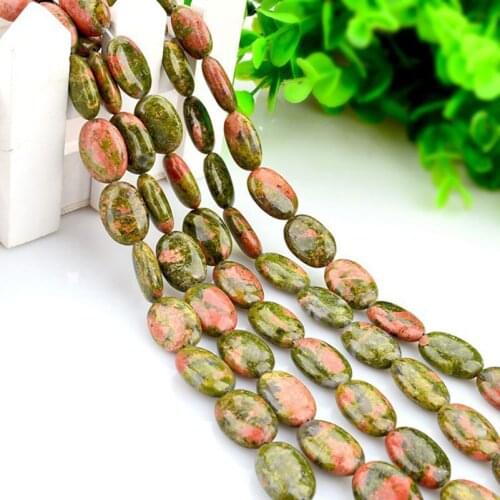Natural Unakite Oval Shape Stone Loose Semi Gemstones Beads for Jewelry Making 13mmx18mm 38cm