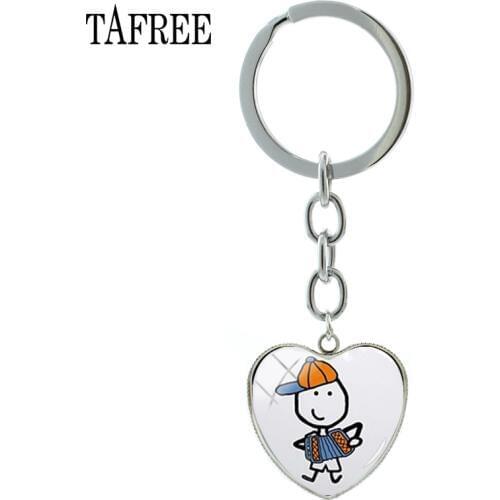 TAFREE Play The Accordion Heart Shape Pendant Keychain New Arrival Musical Instruments Key Chain Key Ring Car Bag Jewelry AC37