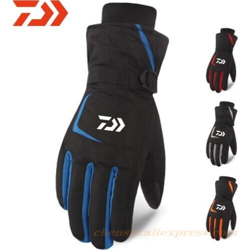 Daiwa Warm Ski Gloves Mens Winter Touch Screen Thickened Cold-proof Waterproof Windproof Outdoor Hiking Riding Fishing Gloves