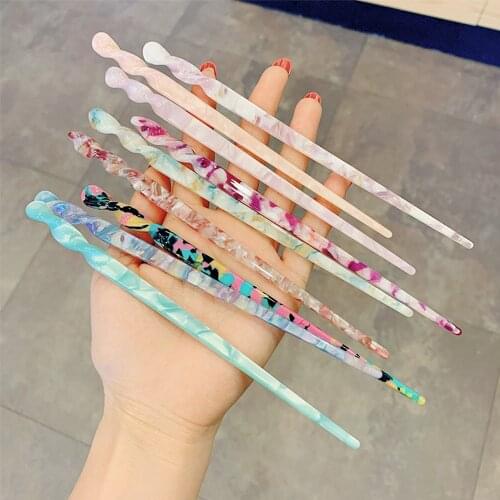 1PC Korea Vintage Marbling Pattern Acetate Hair Sticks Hairpins for Women Hair Accessories Hair Clips