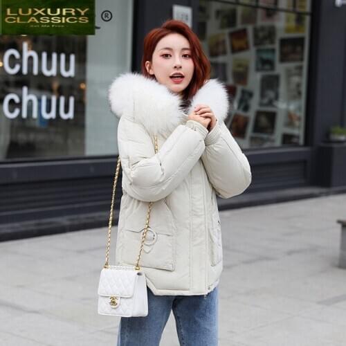 Jacket Women Down Winter Cotton Coats Korean Fashion Loose Parka Female Fur Hooded Clothes 2021 Doudoune Femme1911 LW636